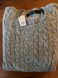 Brooks Brothers Mens Lt Grey Cable Knit Sweater Large W/tag
