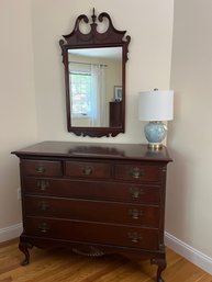 1940s Chippendale Style 6 Drawer Dresser And Wall Mirror - E1