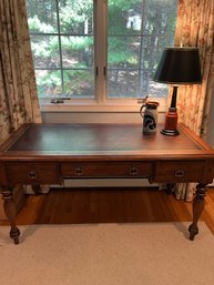 Harden Desk With Leather Top & Gold Etching For Distressed Look -d8