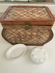 Decorative Basket With Soap Dish And Trinket Dish Made In Italy -d16