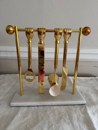 Jonathan Adler Barbell Barware Set . Discolored In Some Areas