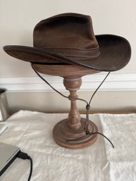 Brown Leather Mountaineer Western Hat Small