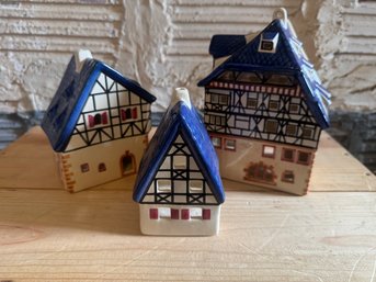 Leyk Lichthaus German Tea Light Candle Houses 1989 Signed