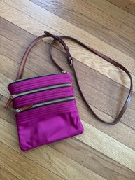 Dooney & Bourke Pink Nylon  Triple Zipper Crossbody Excellent Condition