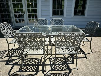 Terrific Outdoor Patio Umbrella Table With 6 Captains Chairs