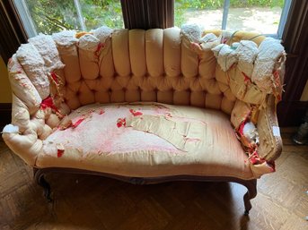 Antique Settee With Good Bones, Needs Reupholstering -lr24