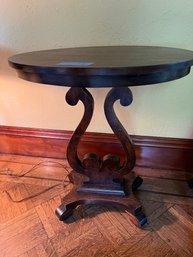 Antique Mahogany Oval Center Harp Side Table -LRZ1