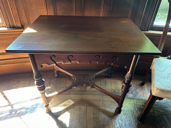 Exquisite Antique Square Mahogany Carved Table -DR3