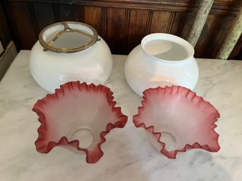 Four Vintage Lamp Globes-Large Pantry - KP2D
