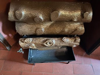 Heavy Painted Metal Triple Log Decanter With Tray  - DR20