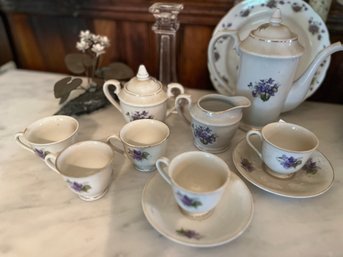 Made In Japan Demi Cup Set With Purple Rock Garden And Purple Candlestick Holder -Large Pantry - K