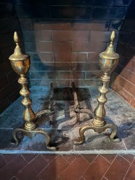 Antique Brass Federalist Style Andirons - O11