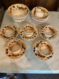 Exquisite Bowl With Five Cups And Saucers And Seven Bead Saucers -KP2Y