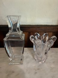 Two Heavy Glass Decorative Vases With Hallmarks -2