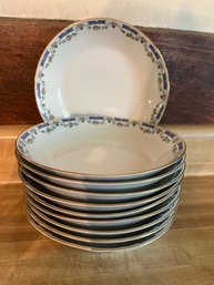 10 Large Limoges Soup/salad Bowls In Scalloped Floral Patternb