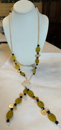 Long Pearl And Jade Lariat Purchased In China Many Years Ago - J2
