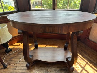 Oval Empire Library Table With Drawer - Front Sit/bed12