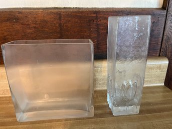 Two Frosted Flower Vases -23