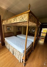 Pair Of Flame Maple Canopy Twin Beds -bd1-3