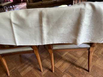 Double Sided Damask Tablecloth In Large Floral Print