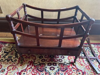 Mahogany Magazine Holder On Casters With Drawer Under  - BD3 - 5