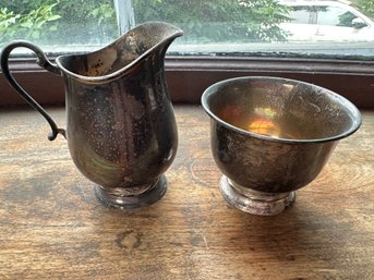 Towel Sterling Silver Creamer & Sugar  - DR17A