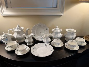 Antique 1800s Tea-set -  Staffordshire Sprigware Lot Of 21 - Lv8