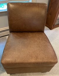 ONE Of TWO Fabulous Brown Leather Armless Chair - D1