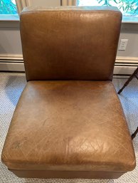ONE Of TWO Fabulous Brown Leather Armless Chair- D2
