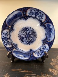Antique Flow Blue Leicester Plate By Sampson Hancock & Sons England - Lr10