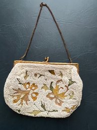 1920s Longchamps Collectable France Antique Seed Pearl Beaded Evening Bag - DR39