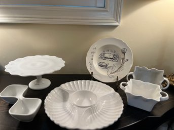 Assorted Hostess Lot Of 6 White Serving Dishes -lv16