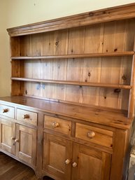 Beautiful English Light Pine Large Hutch With 4 Drawers And Doors - Lv32