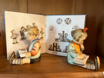 Pair Of Hummel Boy And Girl Bookworm Book Ends With Collectors Book - Lr39