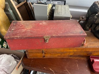 Vintage Red Metal Toolbox