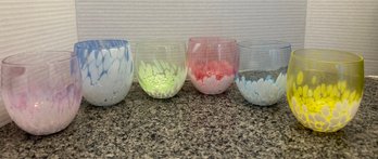 6 Handmade Murano Pastel Glasses By Mazzega Art & Design -dR59