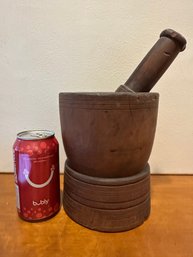 Antique Very Large Solid Wooden Mortar And Pestle Believed To Be 18th Century - 14
