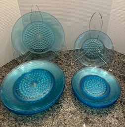 Hazel Atlas Capri Turquoise 5 Dinner Plates And 5 Salad Plates -DR66