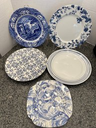 Blue & White 5 Plate Collection: Spode, Royal Doulton, Royal Staffordshire, Etc - DR67