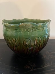 1920s Weller? Jardiniere Green And Brown Floral Pattern - Lv68