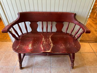 Vintage Red Solid Wood Bench - BF3