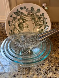 Three Nested Mixing Bowls With Two Whisks And Made In Italy Decorative Bowl - Lv69