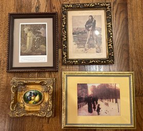 Maxfield Parrish Print, 1948 Sztuka Francuska Print, Miniature Fruit In Guilded Frame, Etc - LR55