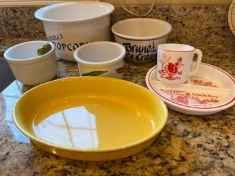 Fun Ceramic Lot Of 8 Includes Barbaras Popcorn Bowl And Bo Peep Childrens Dinner Set - Lr75