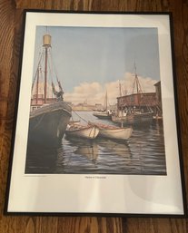 Norman Gautreau Harbor In Gloucester Print In Black Acrylic Frame  - LR58