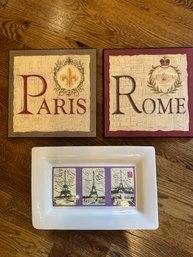Rome And Paris Plaques With Paris Inspired Platter - LR60