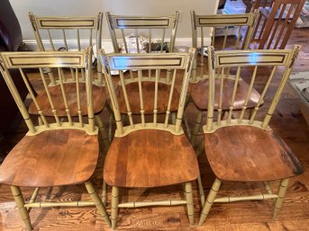 6 Green And Brown Painted Windsor Chairs - LV62