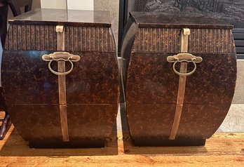 Pair Of Vintage John Widdicomb End Tables With Faux Tortoise Shell Finish - LV65