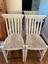 4 Washed Wood Bar Stools With Upholstered Seats - LR66
