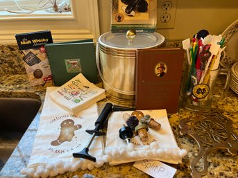 Ice Bucket And Vintage Drink Stirrers Plus Mug From University Of Notre Dam And Lots Of Xtra Bar Items - Lr88